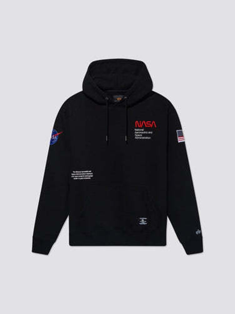 Толстовка Alpha Industries NASA Worm Logo Hoodie (Чёрная)