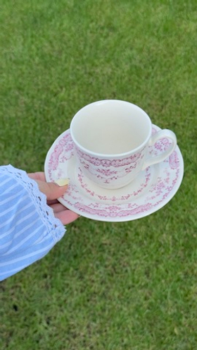 Чайная параH 7,5 Ø 8,5 смH 2,4 Ø 15 см, цвет декора розовый