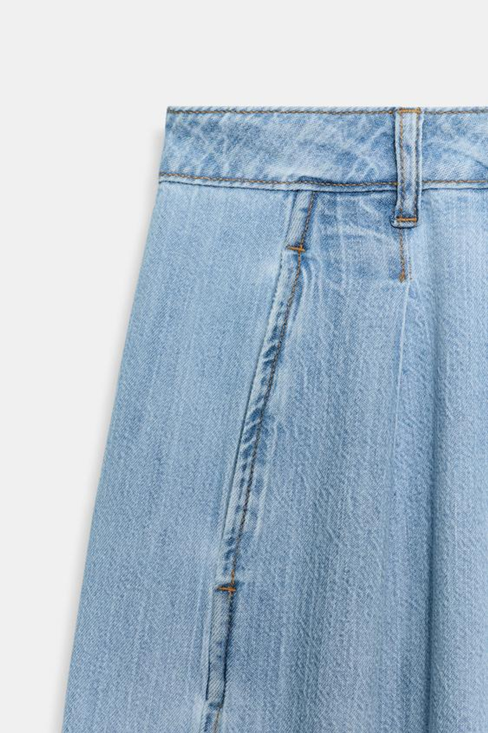 ZARA ДЖИНСЫ Z1975 WIDE LEG С ВЫСОКОЙ ПОСАДКОЙ И ЗАЩИПАМИ, ВЫЦВЕТШИЙ СИНИЙ