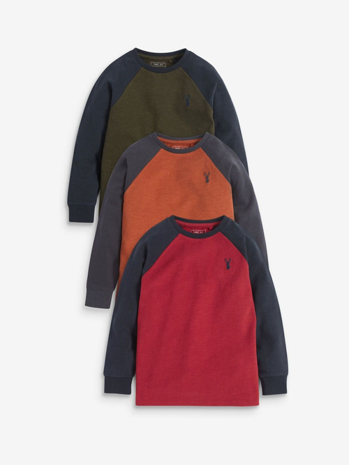 Лонгслив для мальчика Next 921-931, 3 шт., Красный, Оранжевый, Хаки