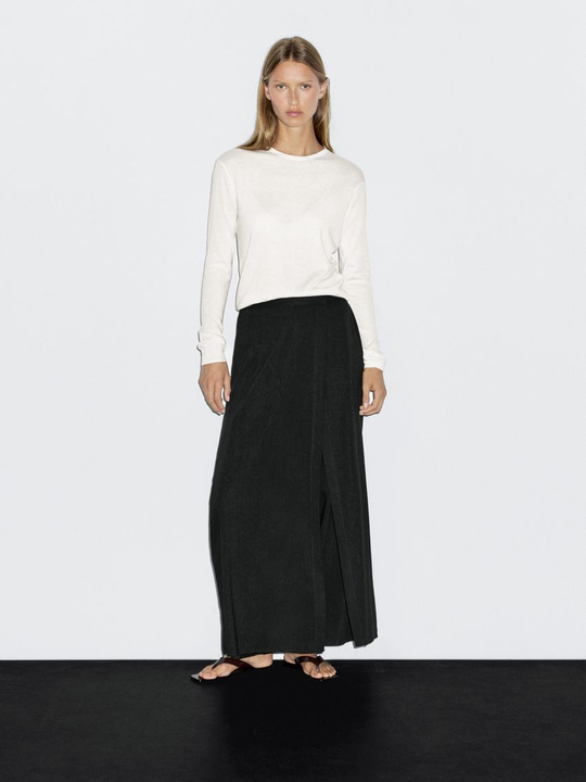 Massimo Dutti Свитер из смесовой шерсти с круглым вырезом, кремовый