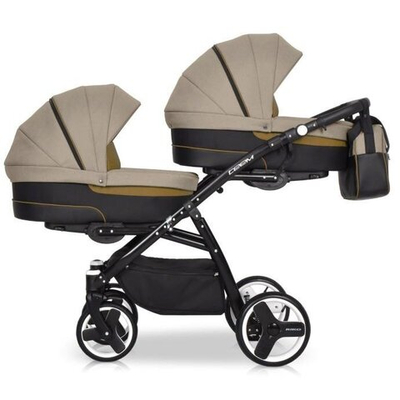 Детская коляска для двойни Riko Team 2 в 1 (Бежевый/Черный)