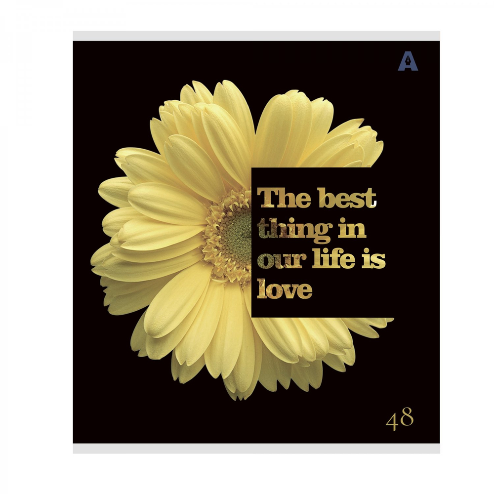 Тетрадь 48л, А5, клетка, Alingar, "Floral mood"скрепка,мелованный картон (стандарт), Soft touch+ выб УФ лак, блок офсет, 5 дизайнов в пленке т/у