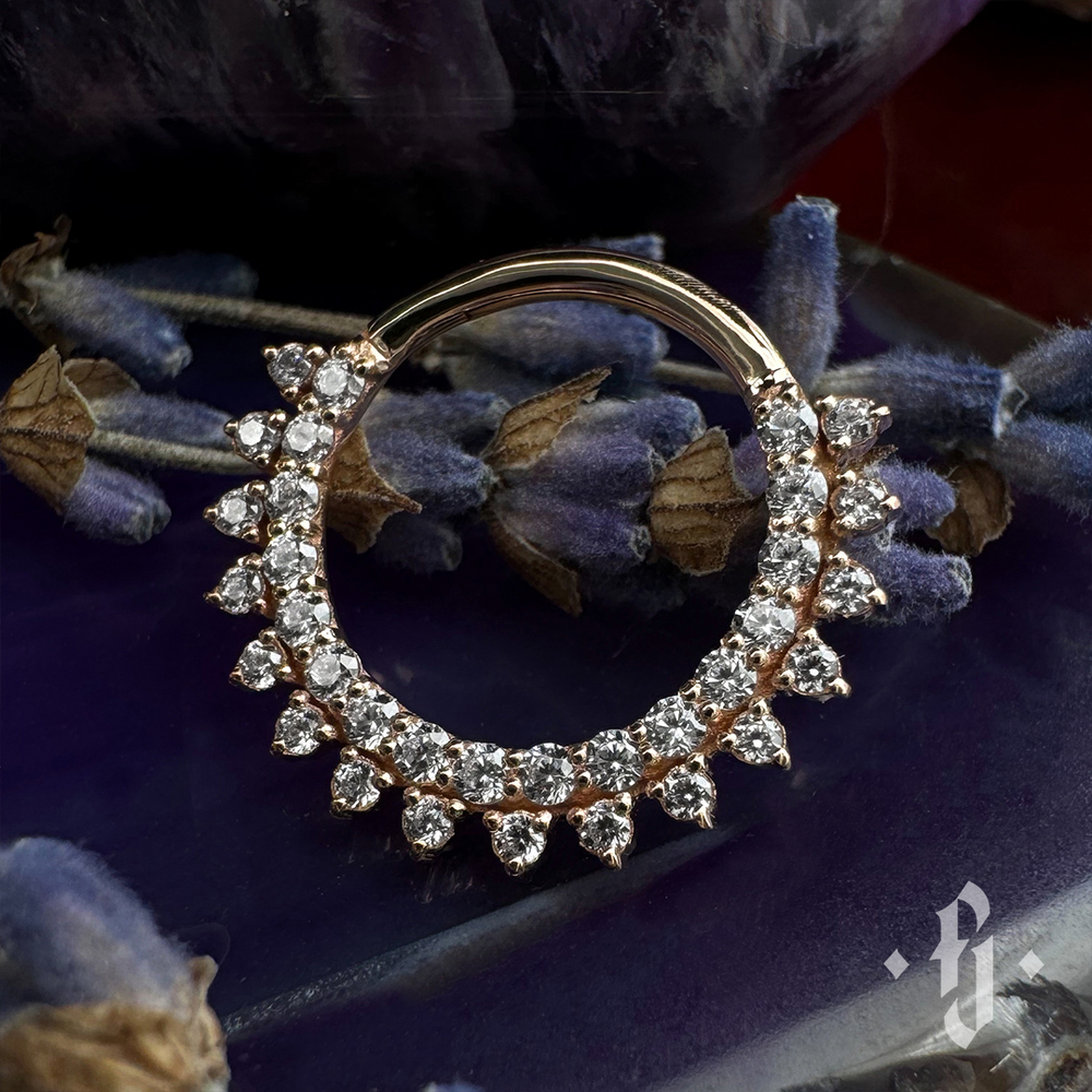 Кликер "Sunset" - Розовое золото - White CZ