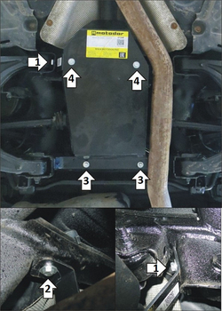 Защита стальная 2 мм ЗДф Mercedes-Benz ML350; W-166 2012-2015 гг MOTODOR.01240