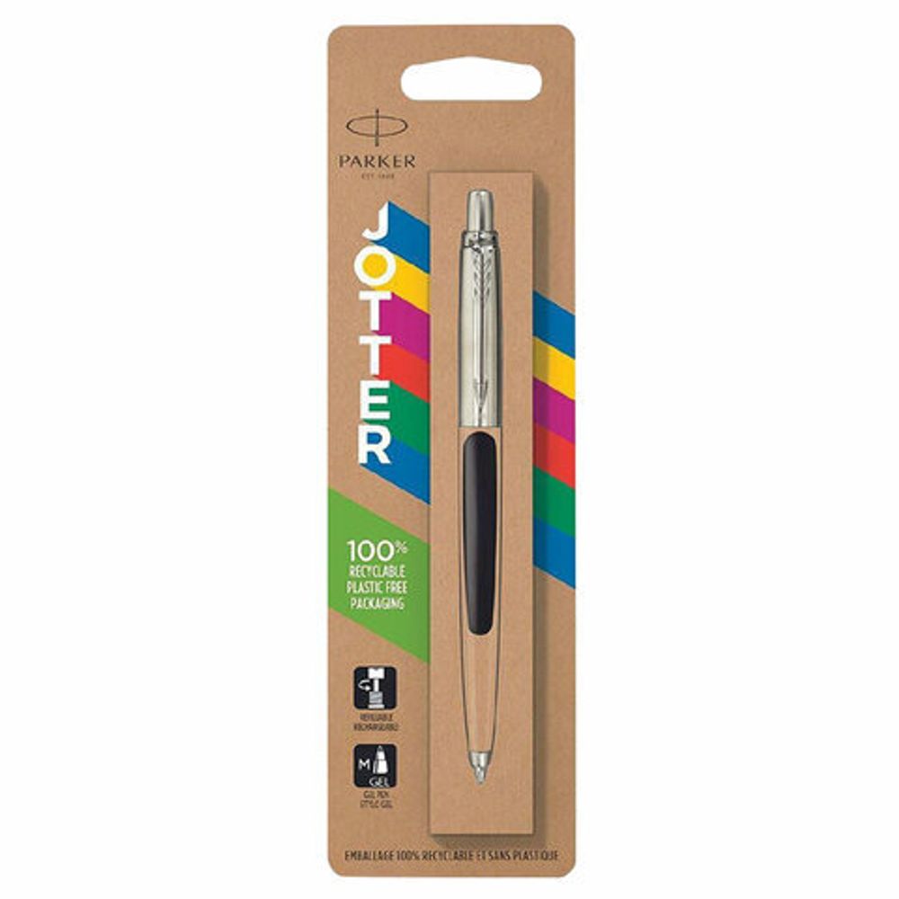 Ручка шариковая PARKER "Jotter Plastic CT", корпус черный, ежедневник А5 черный, белый срез, пакет, 880895
