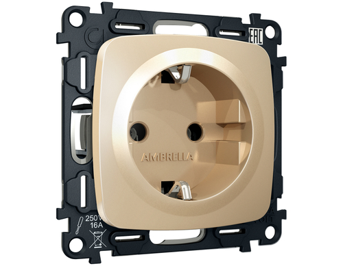 MO606010 Комплект механизма электрической розетки OMEGA Шампань с/з на винтовых зажимах QUANT (OP6060, VM141)