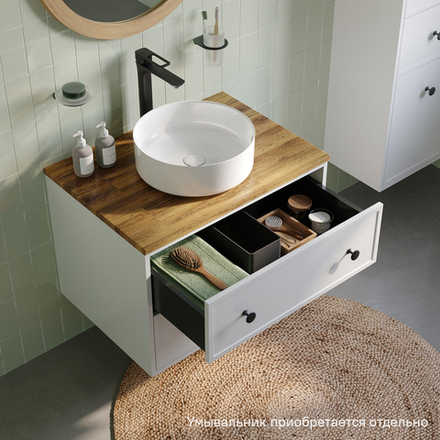 Тумба подвесная IDDIS Torr, со столешницей, 70 см, белый матовый, TOR70WBi95K