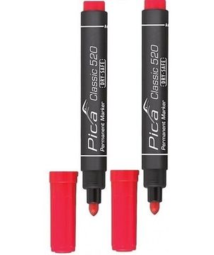 Маркер строительный DRY-SAFE красный, круглый наконечник (1-4 мм) PICA-MARKER 520/40 2 штуки комплект