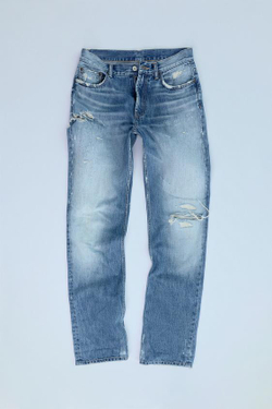 ZARA ДЖИНСЫ TRF ПРЯМОГО КРОЯ СО СРЕДНЕЙ ПОСАДКОЙ И РАЗРЕЗАМИ, ГОЛУБОЙ