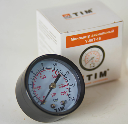 Манометр аксиальный TIM Y-50T-16