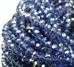 БП026ДС34 Хрустальные бусины "рондель", полуночный синий AB прозрачный, 3х4 мм, кол-во: 95-100 шт.
