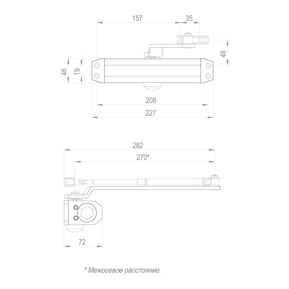 Доводчик дверной DC20-5 (DC-205) BR до 120 кг (коричневый)