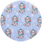 Зеркало косметическое круглое «КОЛЛЕКЦИЯ МАРЦИПАН», новогодние котики, d-7,5см (пакет с подвесом)