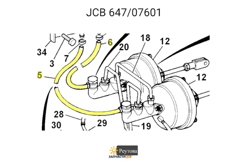 Трубка тормозной жидкости JCB 647/07601
