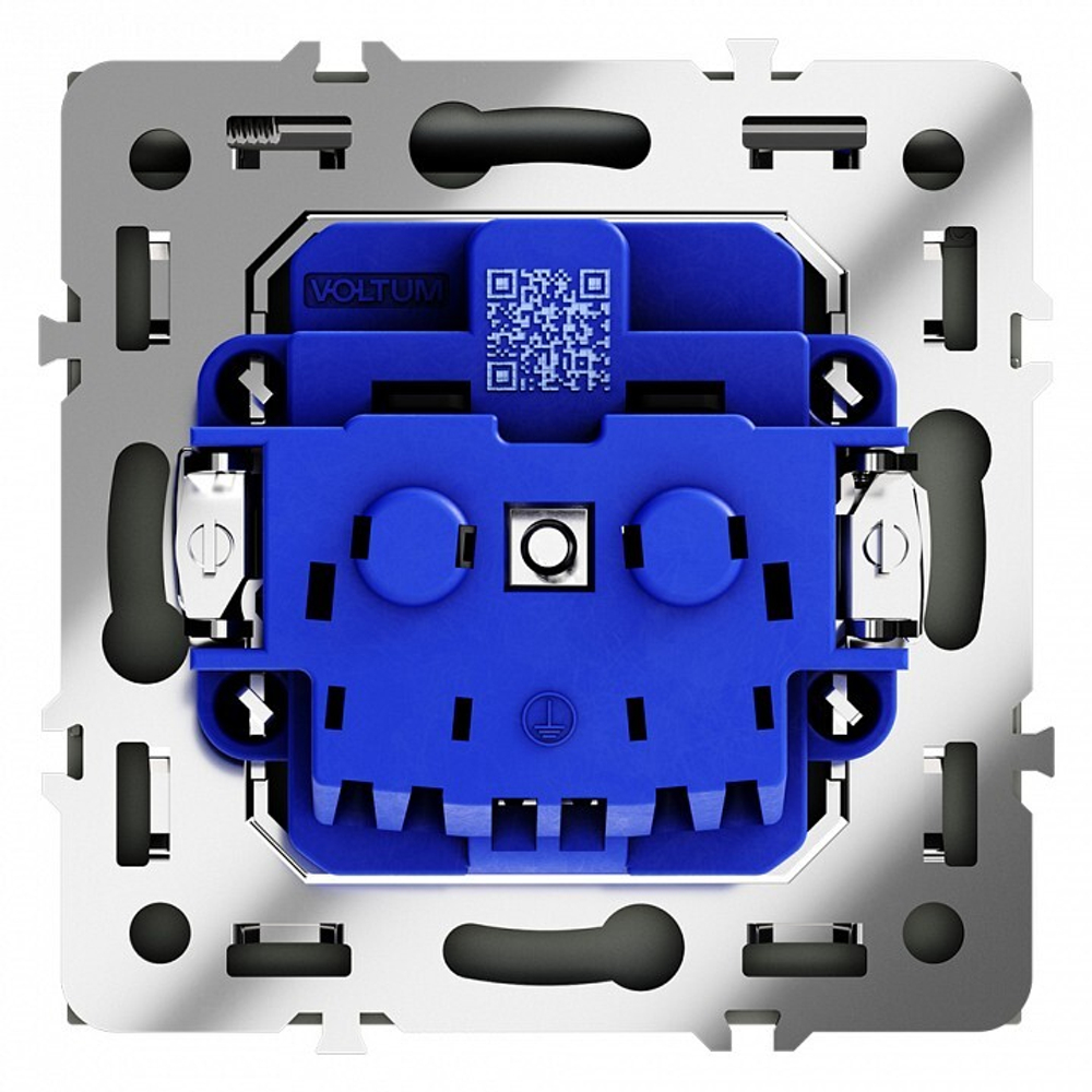 Розетка с заземлением и со шторкой, без рамки с крышкой Voltum S70 VLS040308