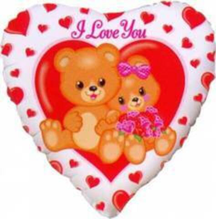 Ф 18" Сердце Влюбленные мишки Белый