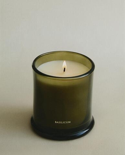 Zara Home Свеча ароматическая Basilicum 350 г, растительный воск, аромат свежий цитрусовый, Горчичный
