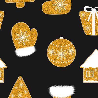 Рождественские элементы с золотыми блестками