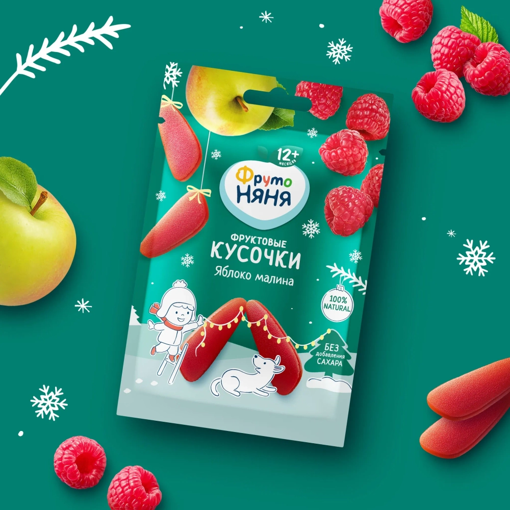 Фрутоняня Фруктовые кусочки ябл-малина 15 гр