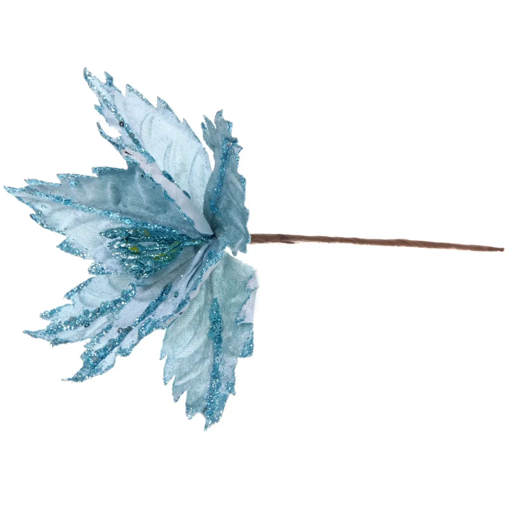 Украшение новогоднее «Пуансеттия - Узоры» 24 см, Голубой