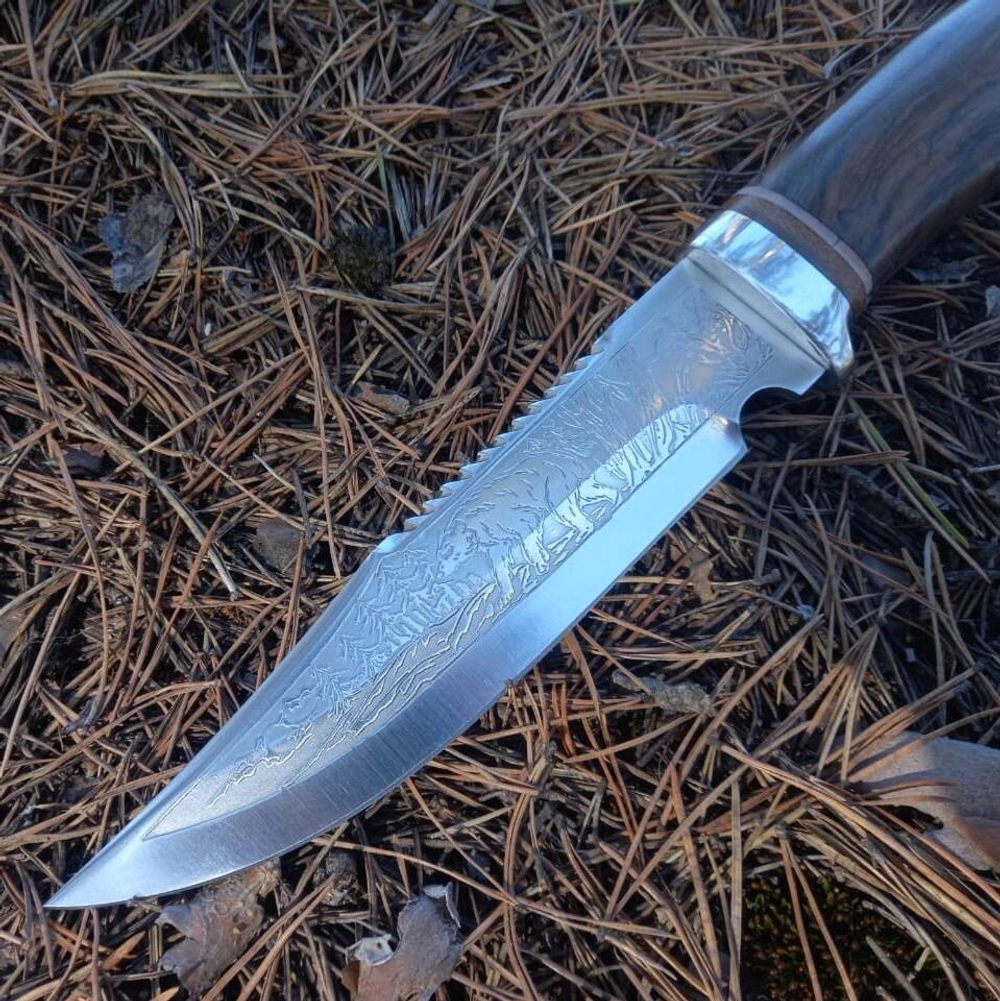 Нож кованый НС-01А Охотник (40Х10С2М) алюминиевые вставки (Златоуст)
