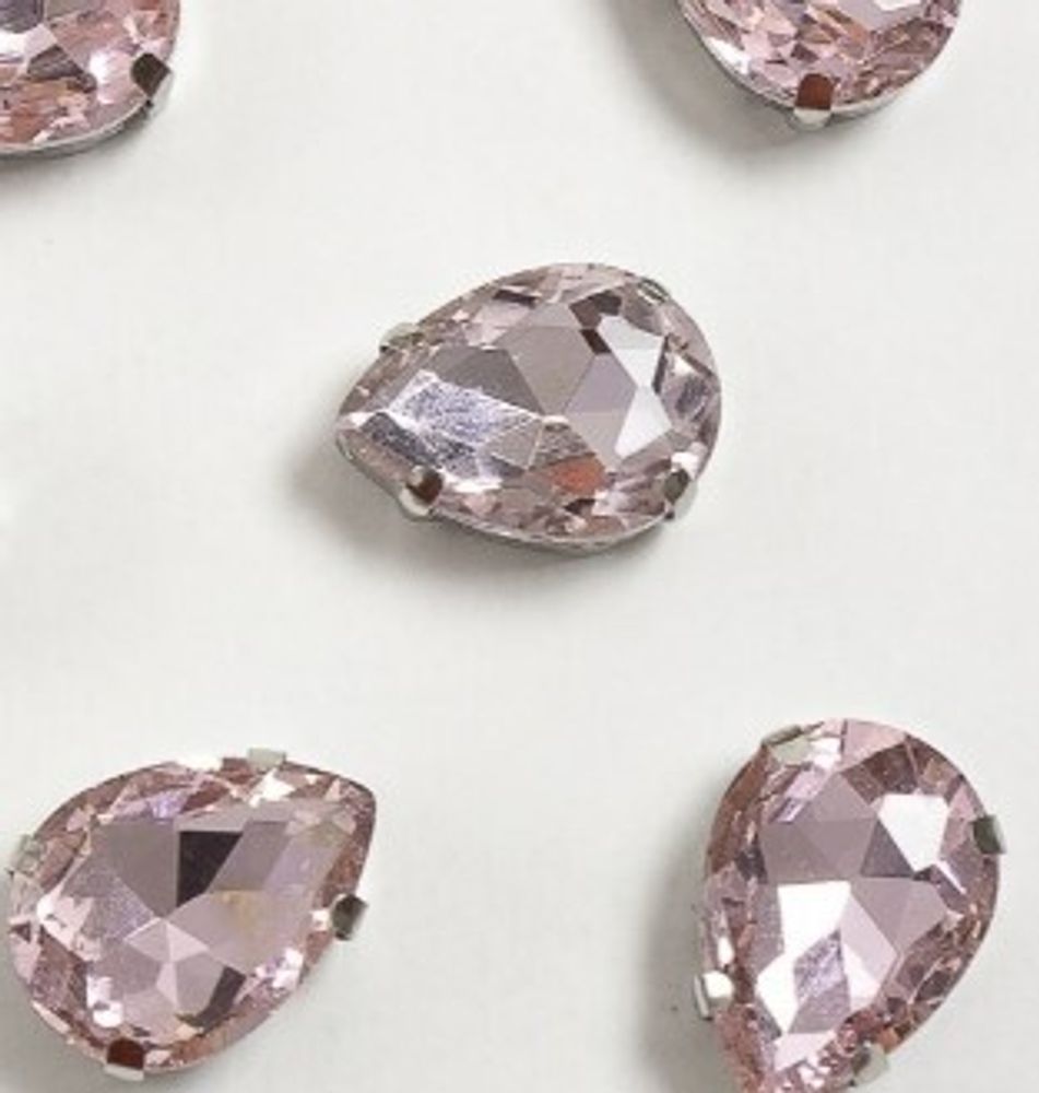 Стразы пришивные стекло в оправе, р. 18 мм, св.розовый