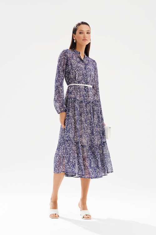 51755 Платье женское (молочно-синий принт)