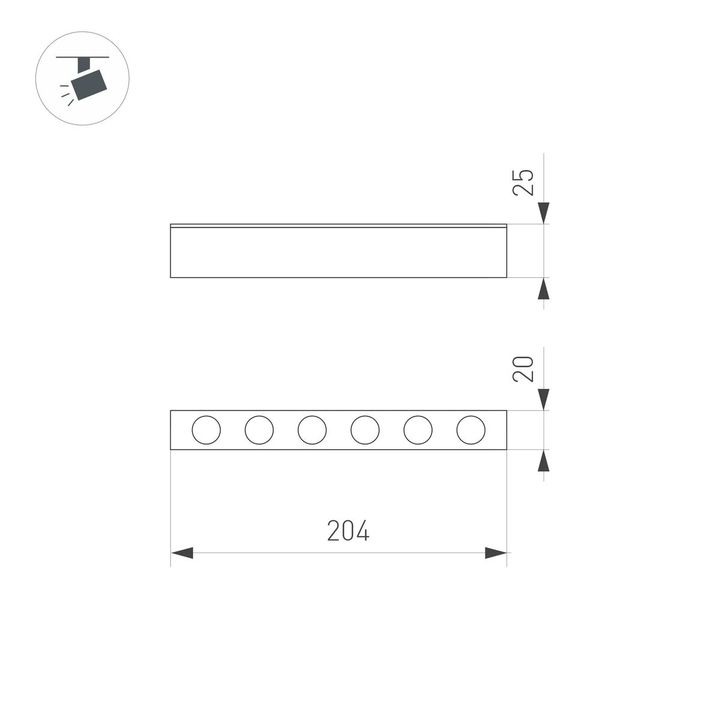 Трековый светодиодный светильник Arlight Mag-Dots-25-L200-6W Warm3000 046323