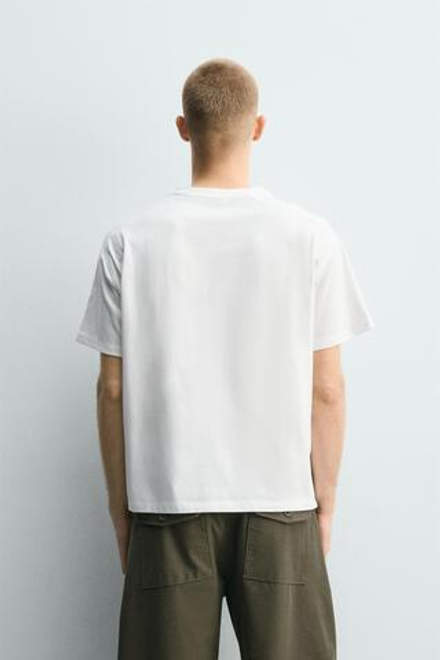 ZARA ФУТБОЛКА RELAXED FIT СО ШВАМИ, БЕЛЫЙ