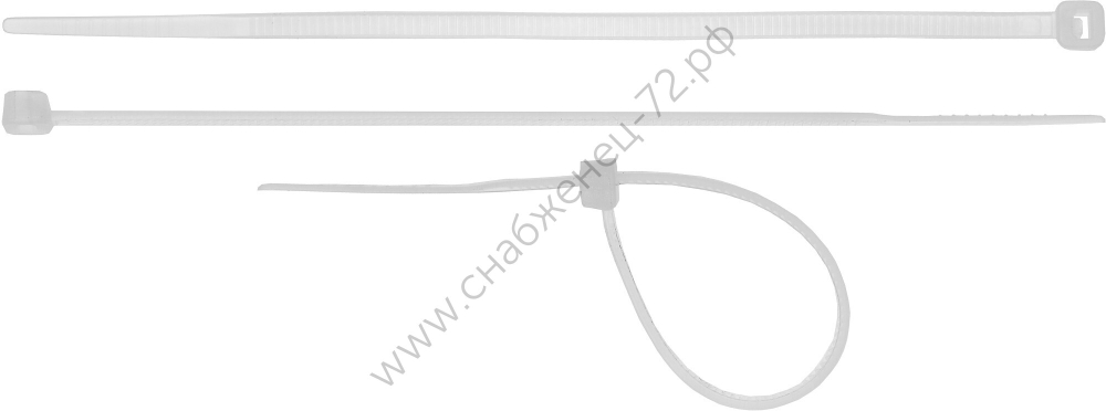 СИБИН ХС-Б 4.8 х 350 мм, хомуты-стяжки белые, нейлон, 100 шт (3786-48-350)