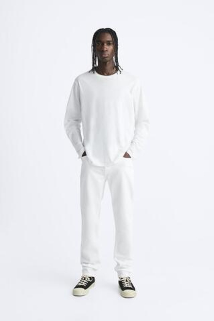ZARA ДЖИНСЫ SLIM FIT, ЖЕЛТОВАТО-БЕЛЫЙ