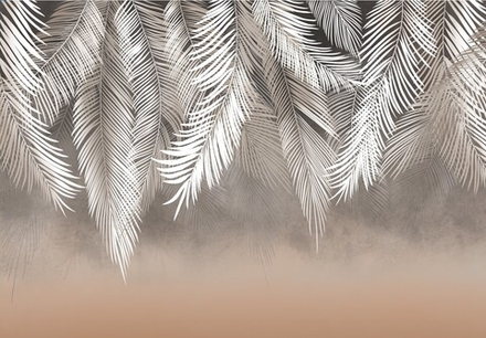 Обои пальмовые листья П1 КАРАМЕЛЬ