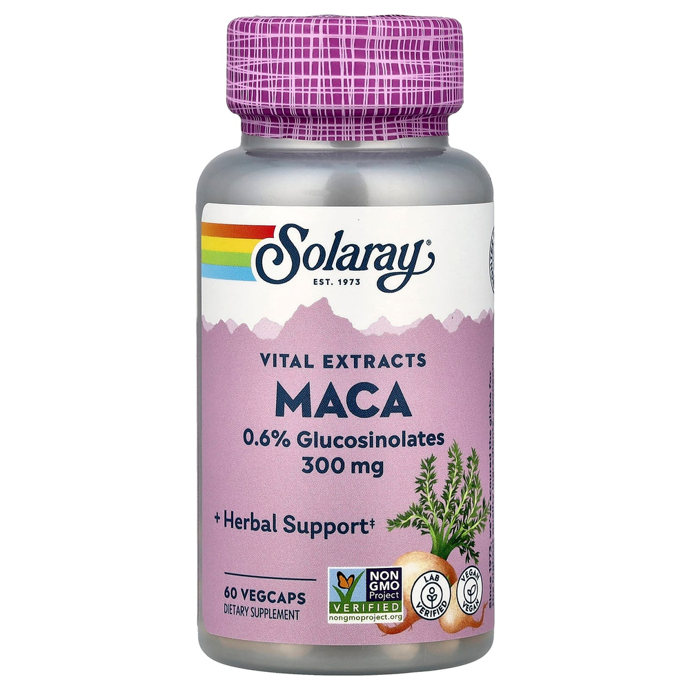 Solaray, Vital Extracts, мака, 300 мг, 60 растительных капсул