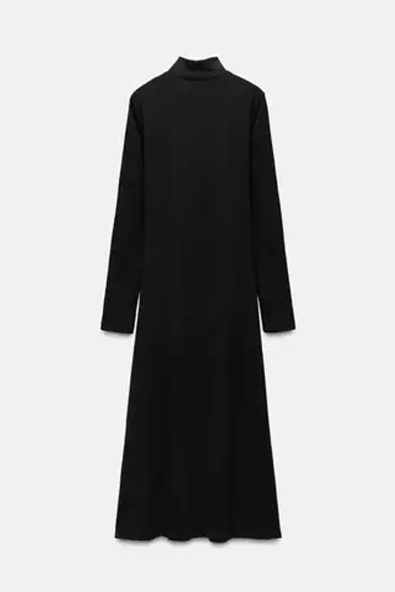 ZARA ПЛАТЬЕ МИДИ ИЗ МЯГКОЙ ТКАНИ, ЧЕРНЫЙ