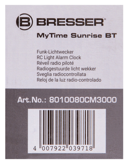 Радио с будильником и термометром Bresser MyTime Sunrise Bluetooth, черное
