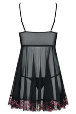 Черная прозрачная сорочка на косточках с кружевом Musca Babydoll LXL (46-48) (Цвет: черный, красный)