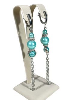 Серьги длинные мятного цвета