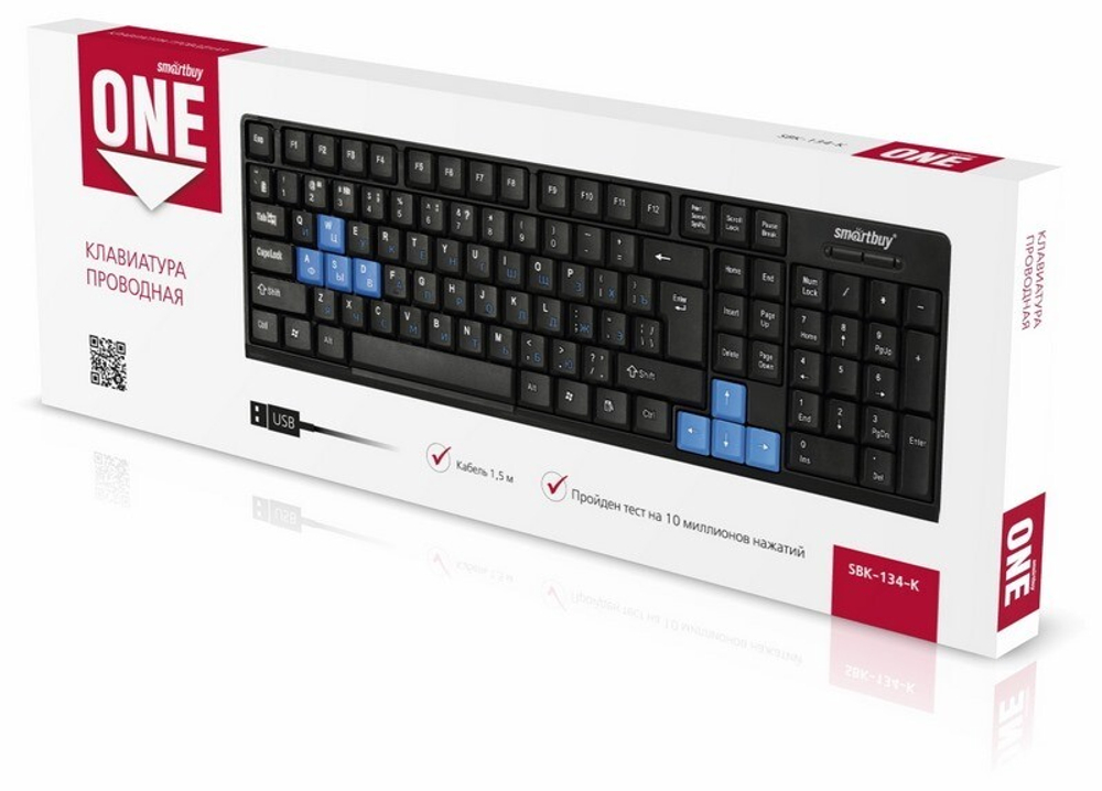 Клавиатура проводная SmartBuy ONE 134 USB (черный) SBK-134-K)