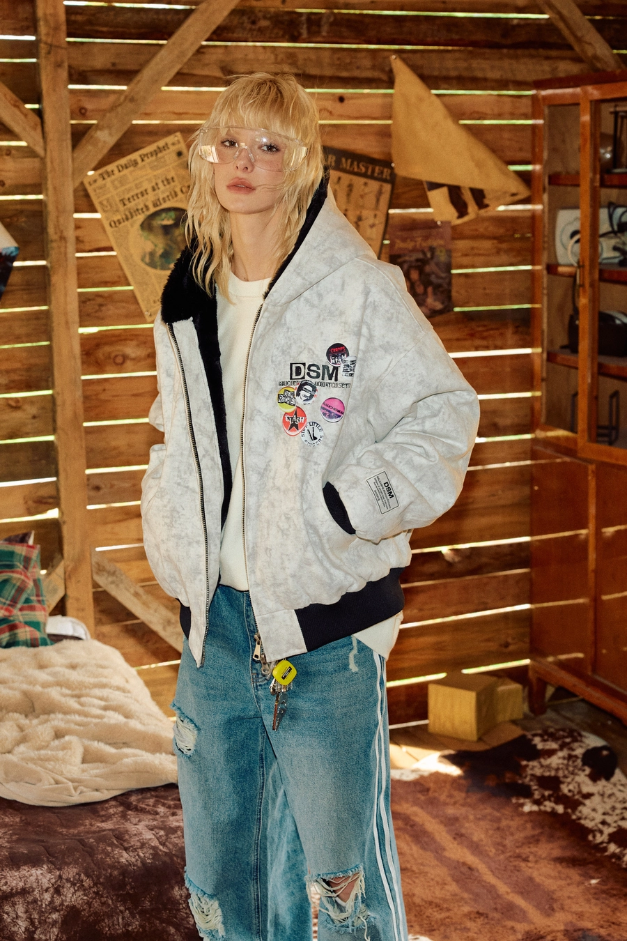 Утепленный бомбер DONSMOKE "Trees Pattern" MA-1 Fur Jacket