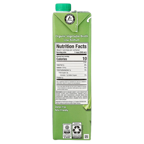 Pacific Foods, органический овощной бульон, с низким содержанием натрия, 907 г (32 унции)