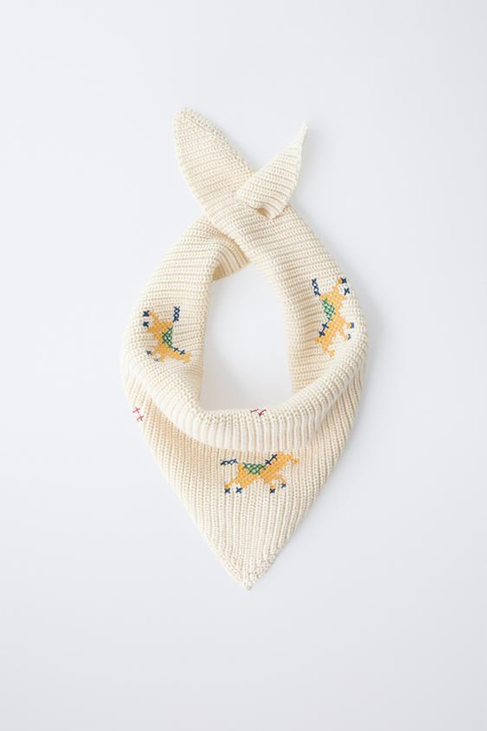 ZARA ВЯЗАНАЯ БАНДАНА С ДЕТАЛЯМИ, ВЫПОЛНЕННЫМИ КРЕСТИКОМ, ЭКРЮ