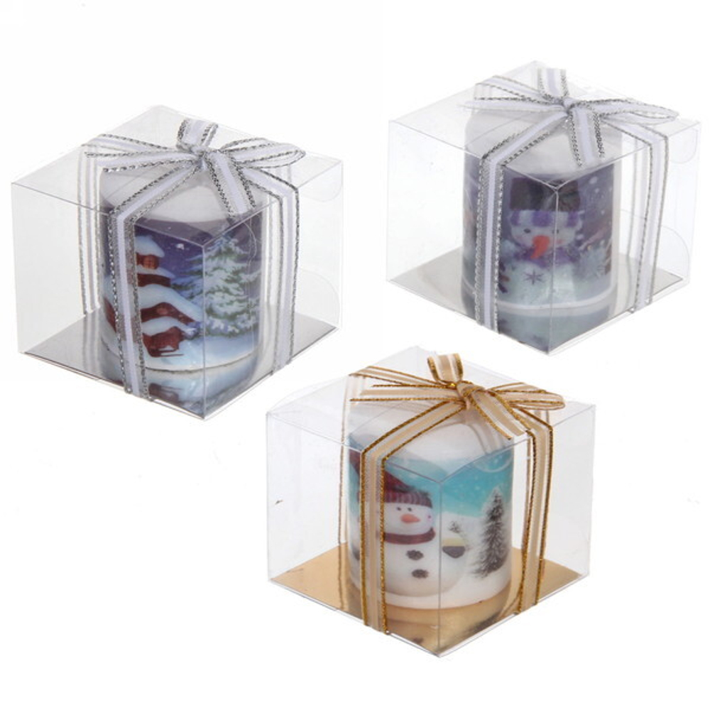 Свеча новогодняя «С новым годом» 5*4,5 см, микс