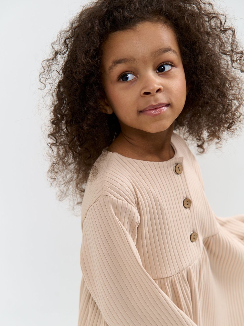 Платье "Беж" в рубчик