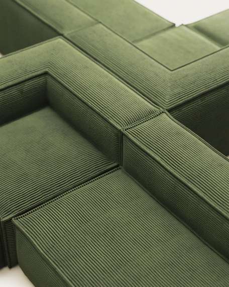 4-местный угловой диван Blok в зеленом толстом вельвете 290 x 290 см