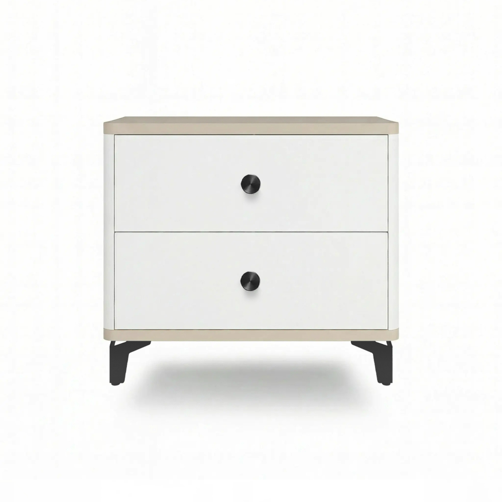 Тумба прикроватная на ножках с ящиками ROYAL 5303 эко (Макиато-Черный-р.черная)