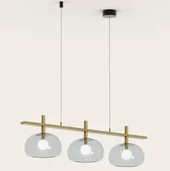 Люстра Cloud 3, 110 см, прозрачное стекло, золотой металл