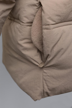 ZARA СТЕГАНАЯ КУРТКА С КАПЮШОНОМ WATER REPELLENT, БЕЖЕВЫЙ