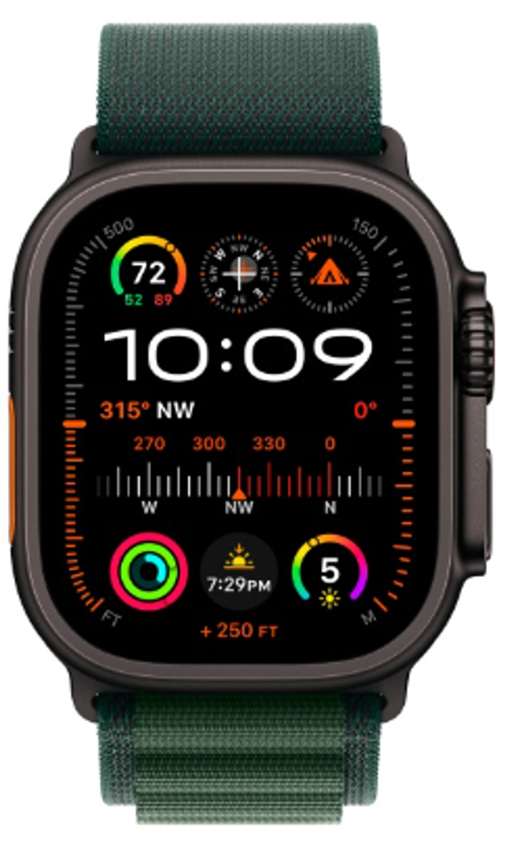 Apple Watch Ultra 2 (2024) 49mm Black Titanium Case with Dark Green Alpine Loop (M)