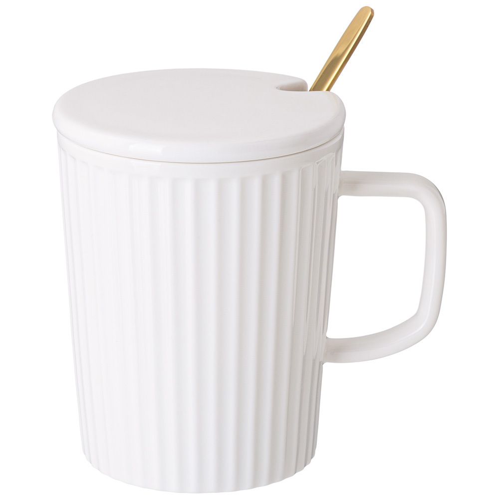 КРУЖКА LEFARD "HERBAL" С КРЫШКОЙ И МЕТАЛЛ. ЛОЖКОЙ 350 МЛ (КОР=48ШТ.)